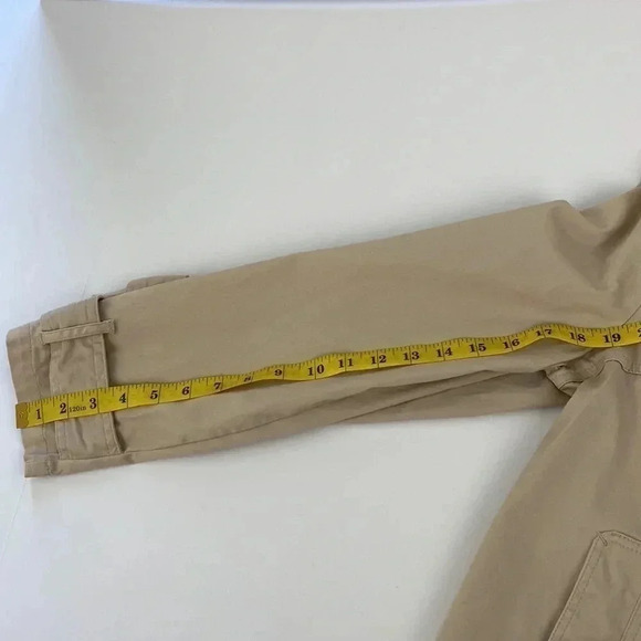 2/$25Cream tan business casual V-neck formal office trenchcoat  short jacket M - Picture 10 of 12